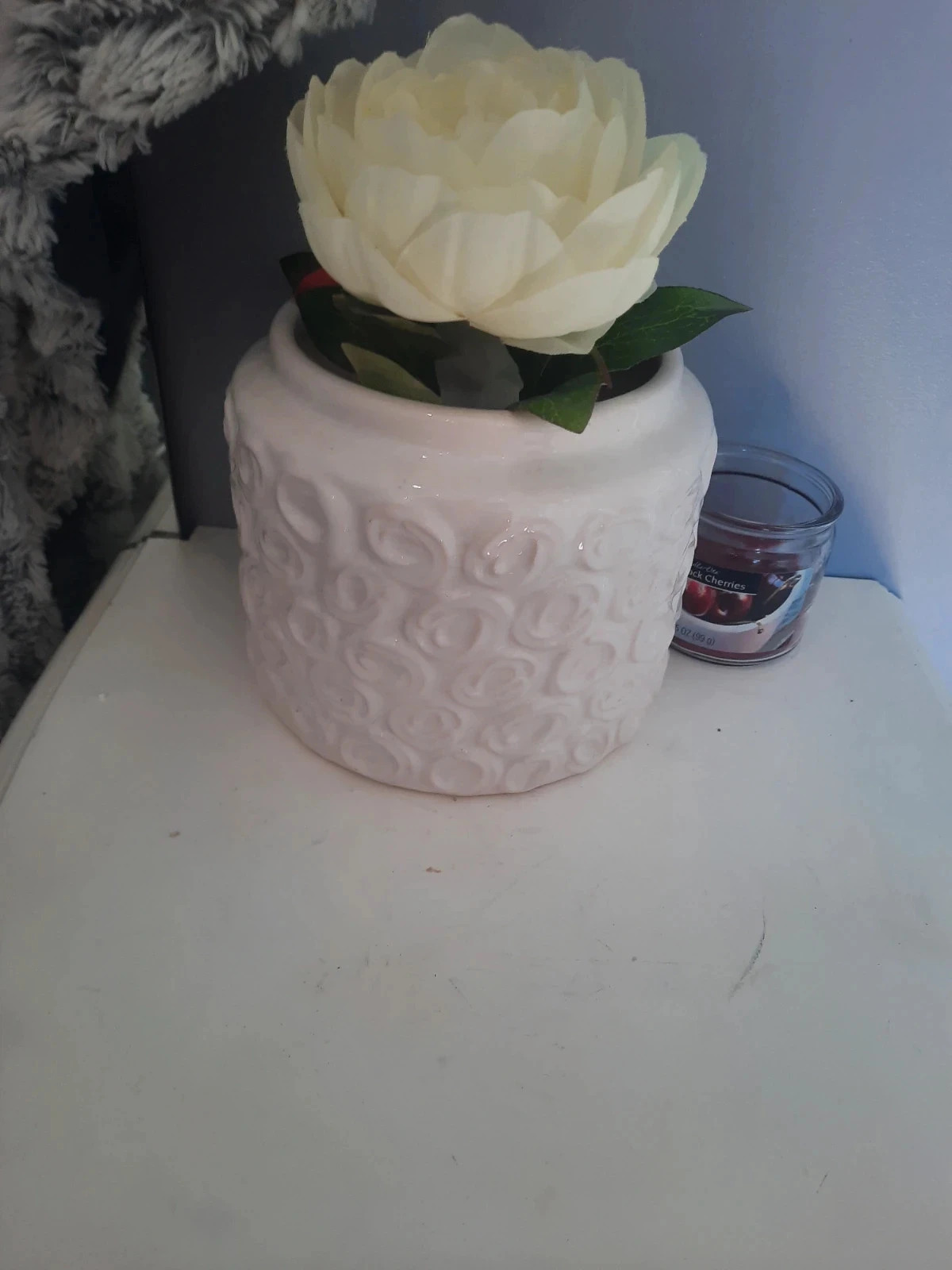 Cache pot fleur blanc 15 cm